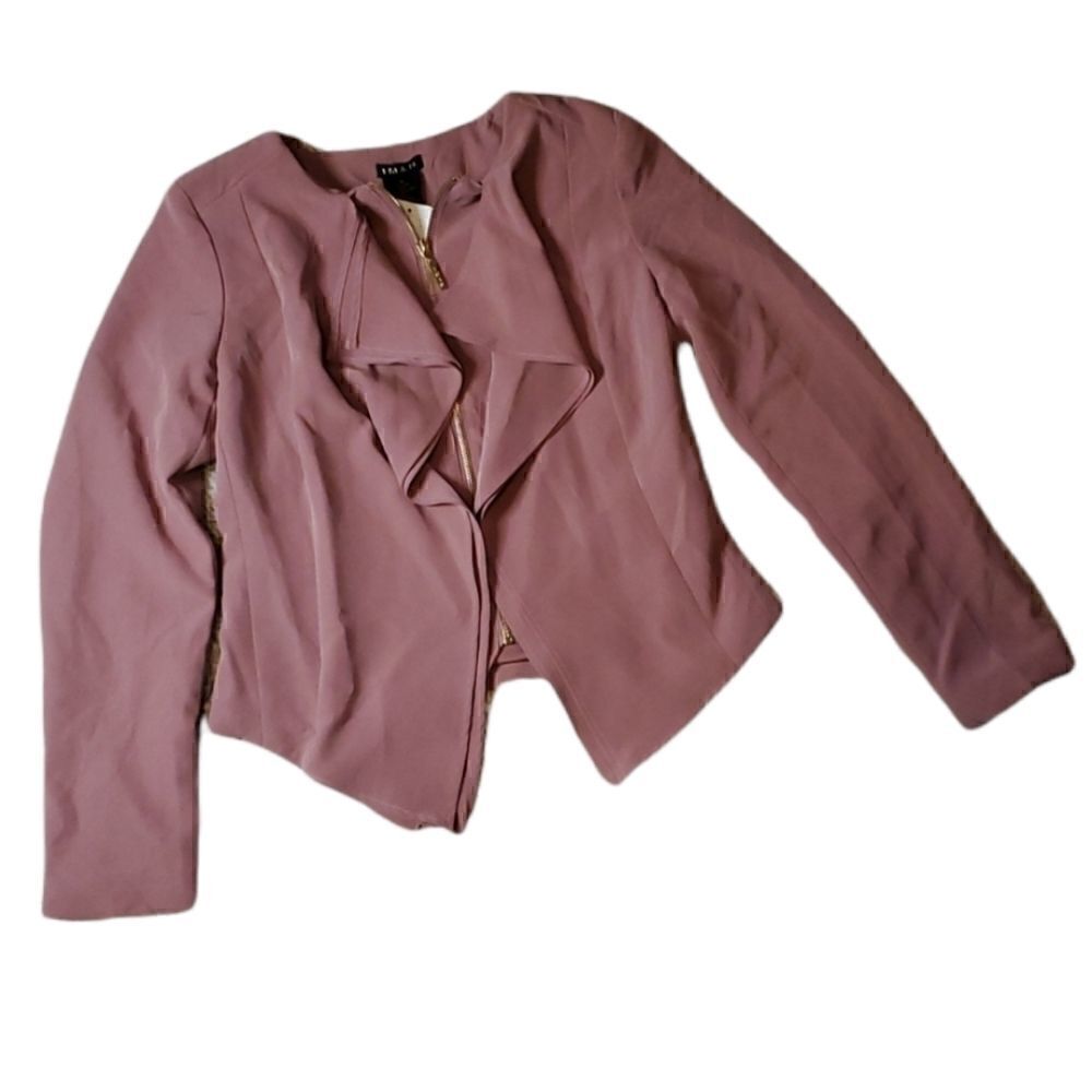 IMAN Global Chic Cascading Blazer with Gold Zipper